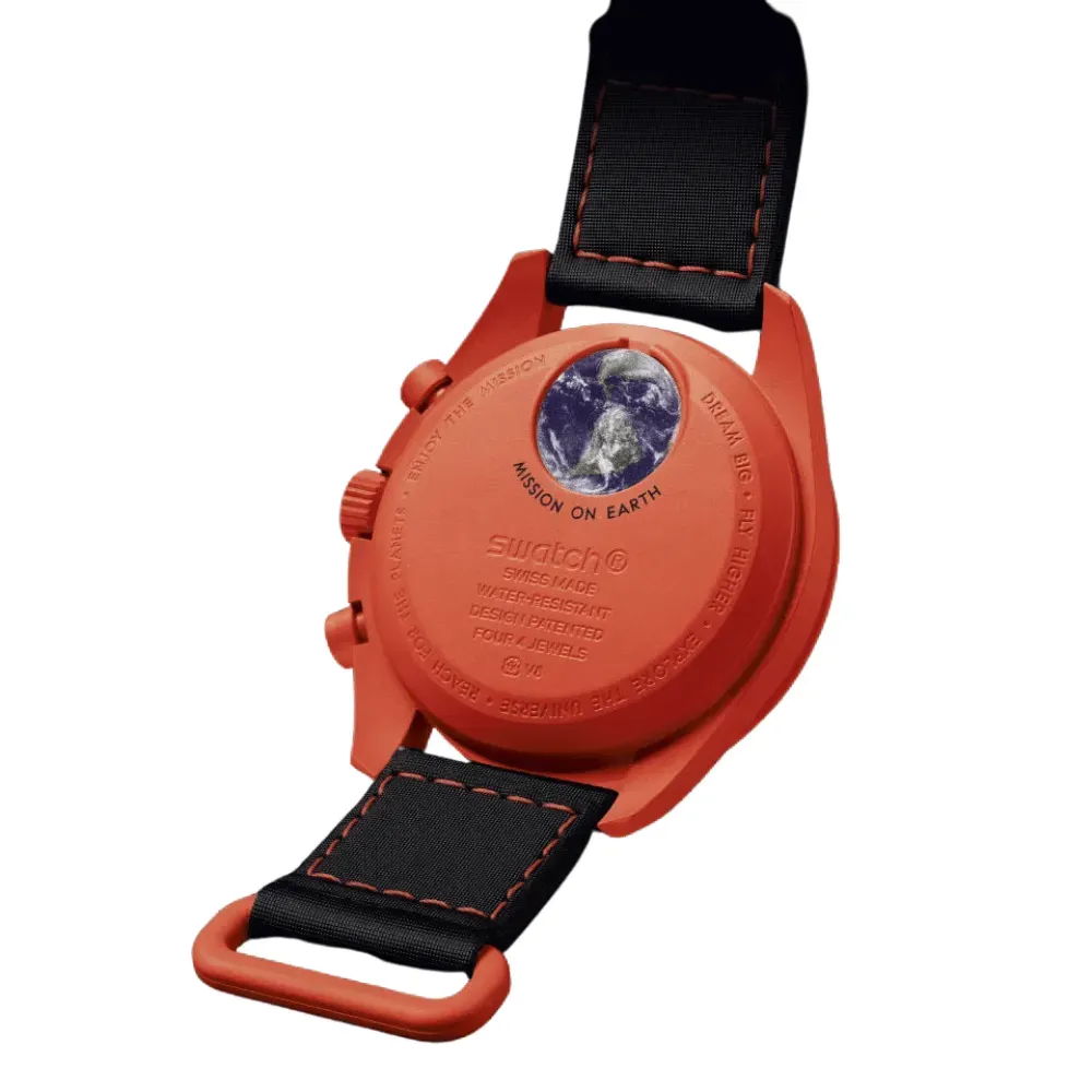 Relógio Omega x Swatch Moonswatch Mission on Earth Lava