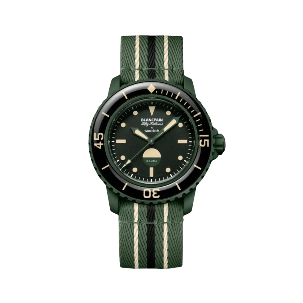 Relógio Blancpain x Swatch Scuba "Fifty Fathoms" Green Abyss