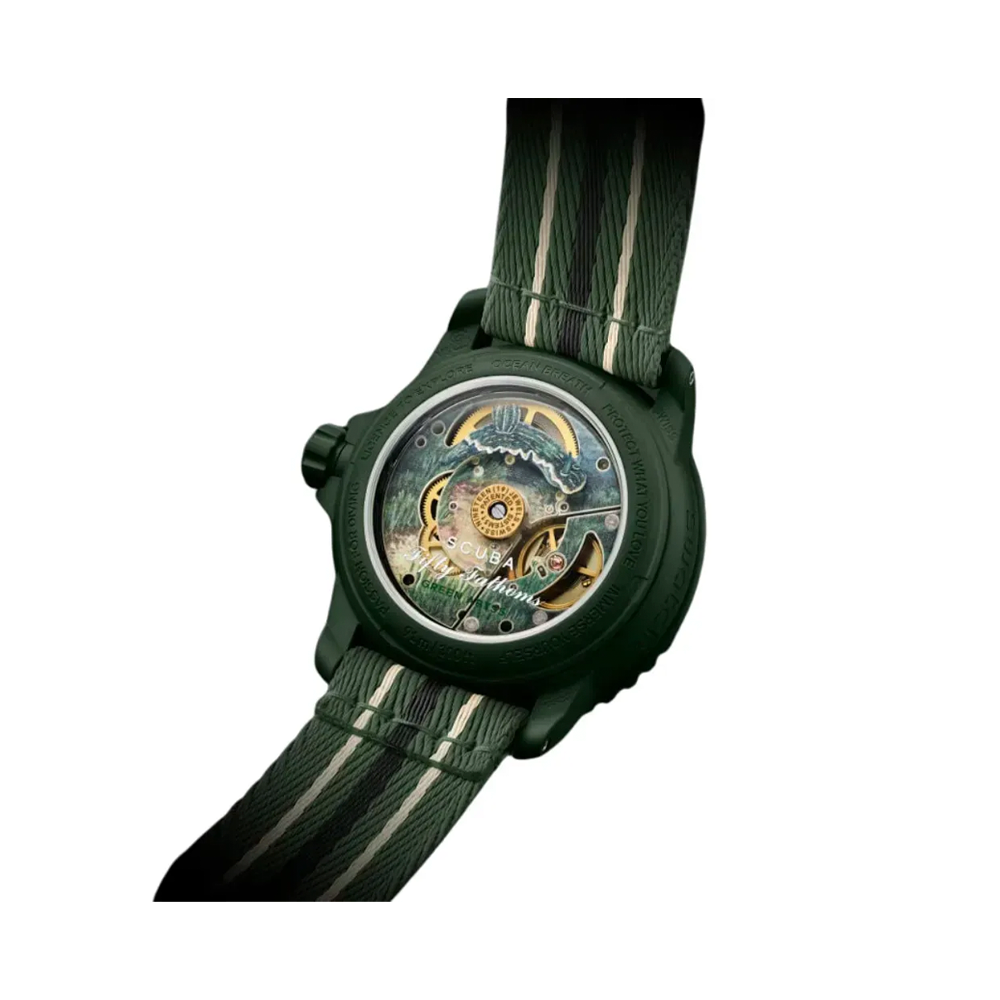 Relógio Blancpain x Swatch Scuba "Fifty Fathoms" Green Abyss